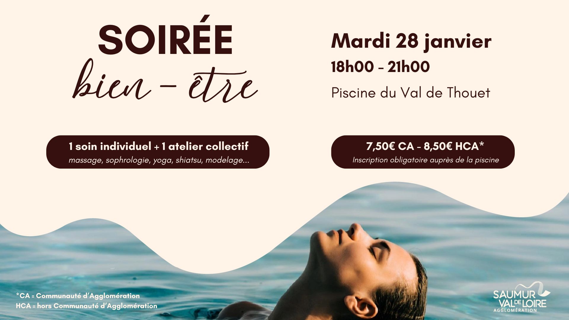 Plongez dans la d&eacute;tente lors d&rsquo;une soir&eacute;e bien-&ecirc;tre &agrave; la piscine du Val de Thouet 